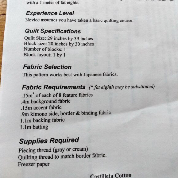 Bargello Kimono Wall Quilt Sewing Pattern Quilting 29x39 Castilleja Cotton - Picture 4 of 7